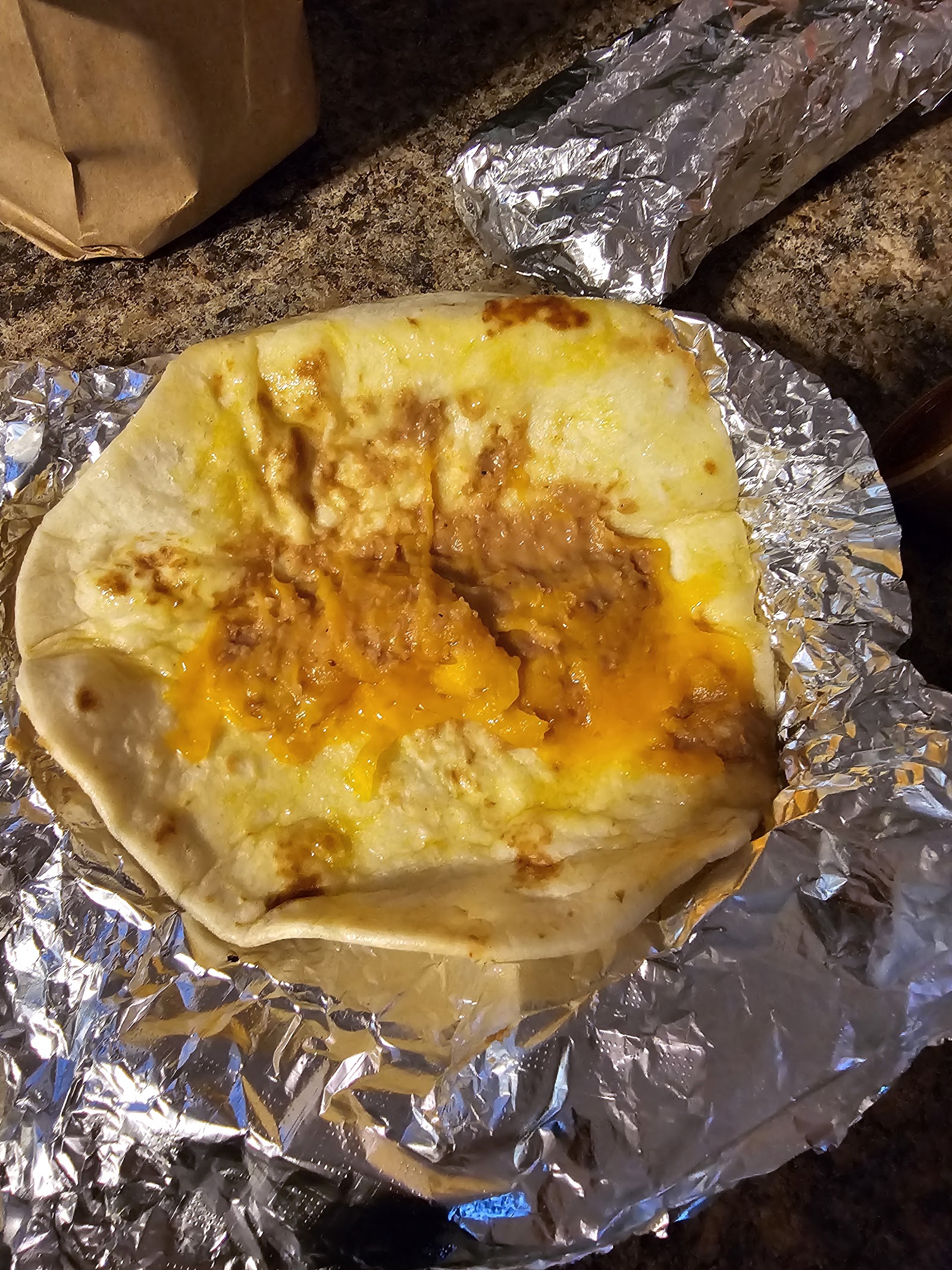 Folded quesadilla with melted cheese